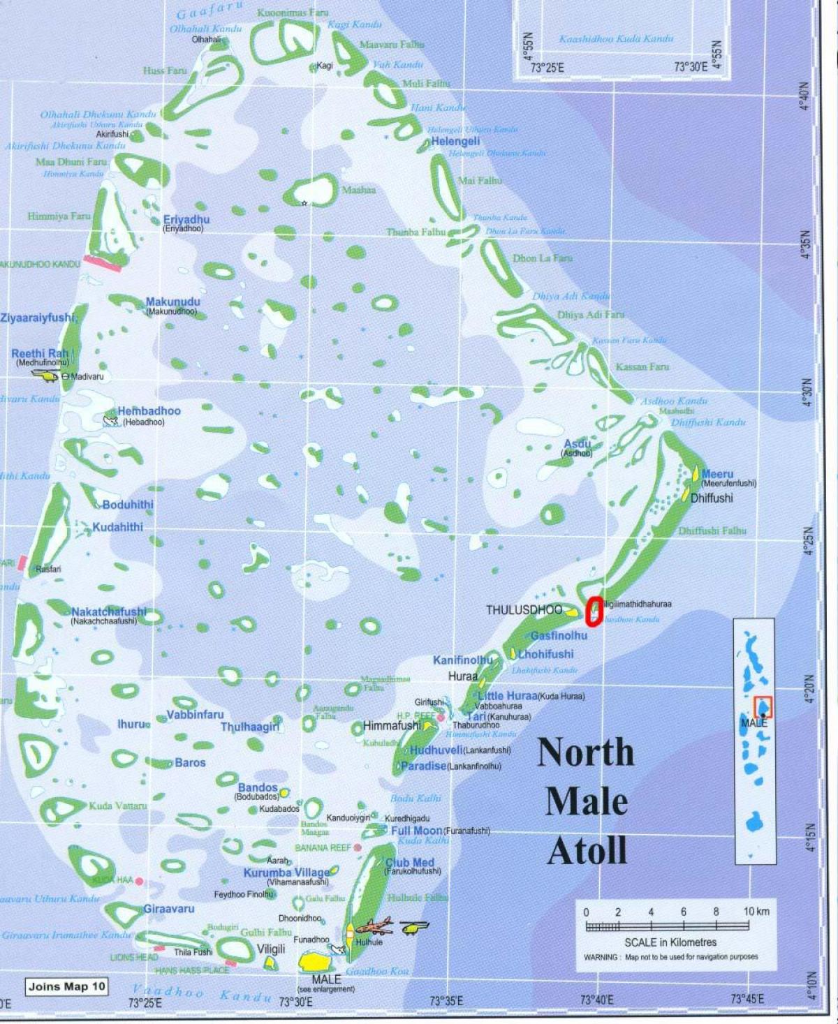 mapa de north male atoll, maldivas