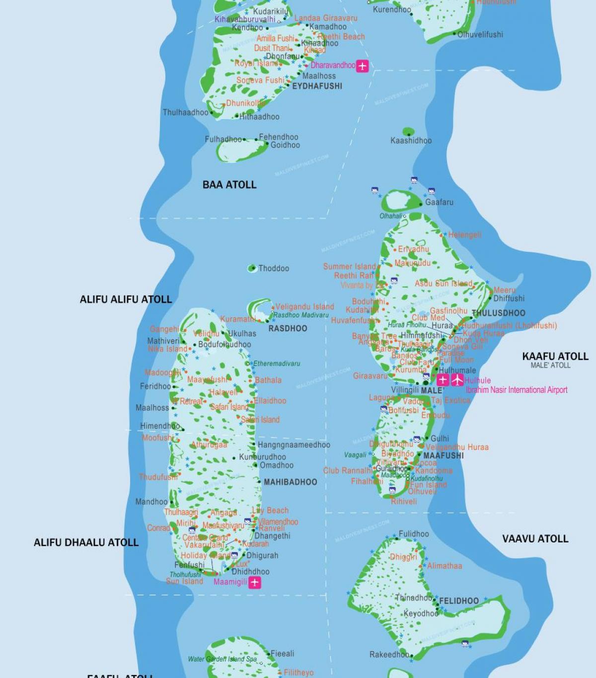 aeropuertos de maldivas mapa