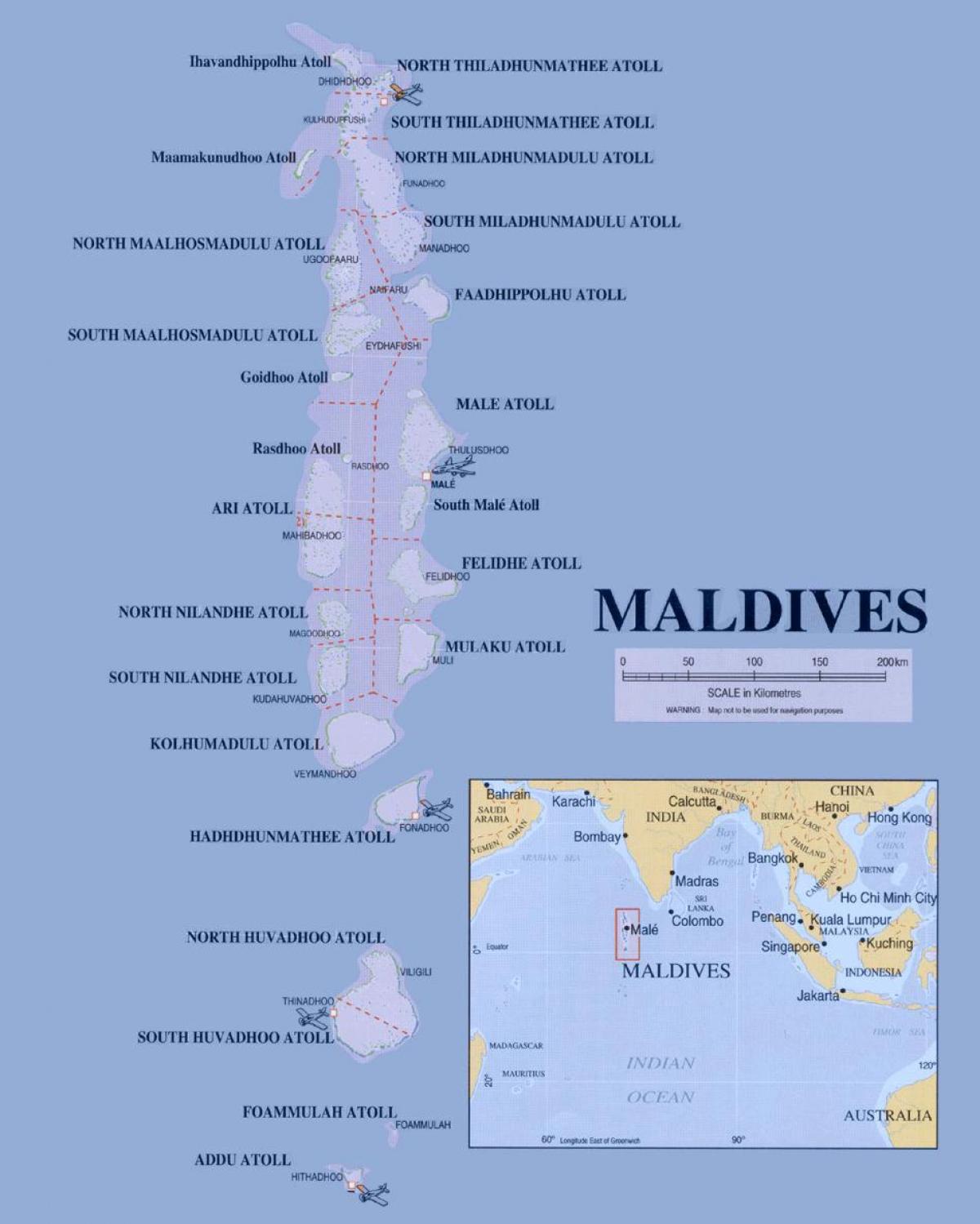maldivas ruta de ferry mapa