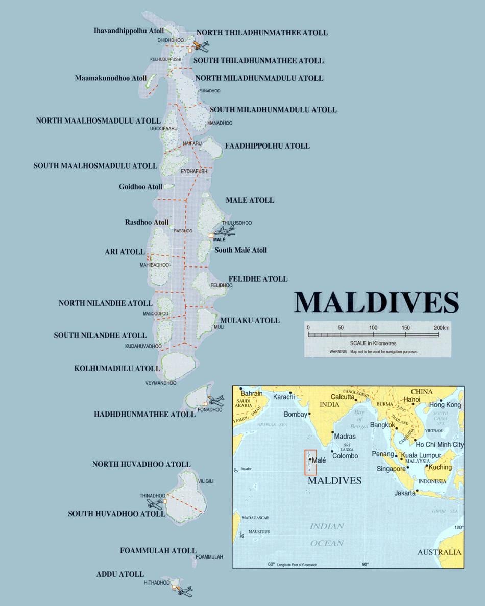 mapa de maldivas física