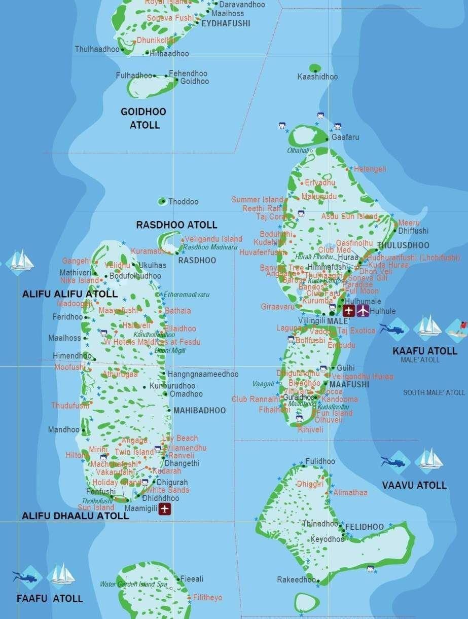 mapa de maldivas turístico