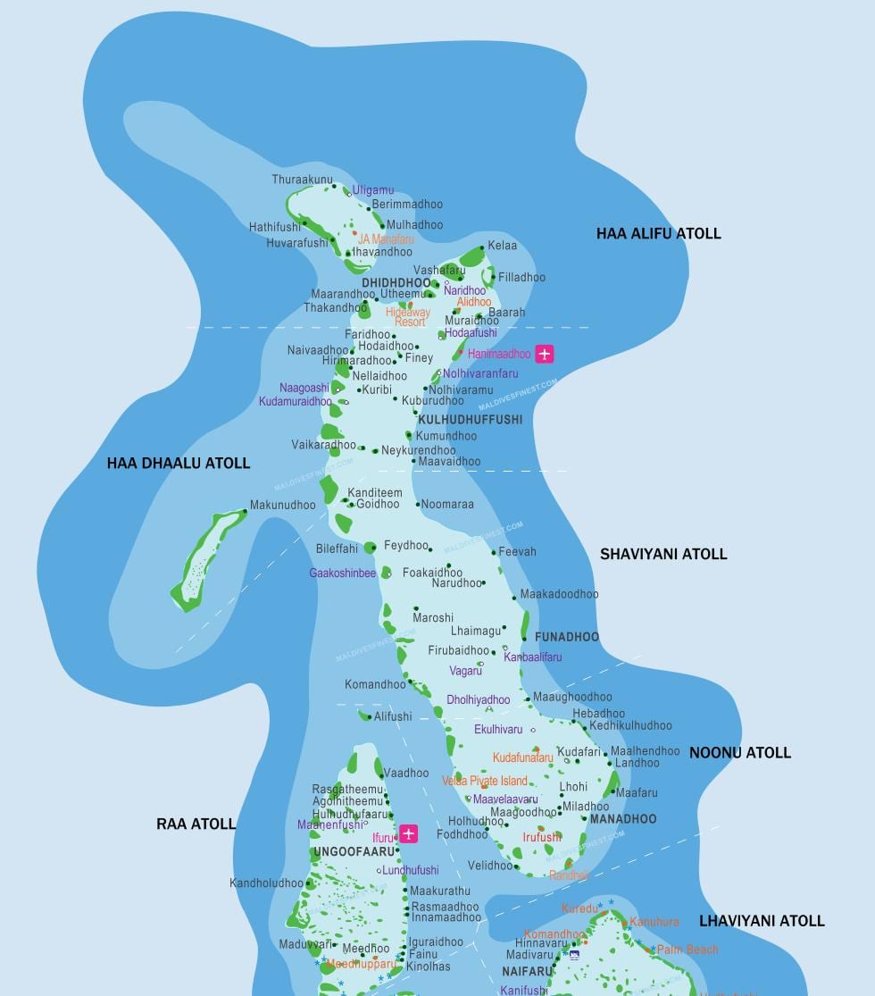 mapa de maldivas y los países vecinos