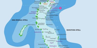 Mapa de maldivas y los países vecinos